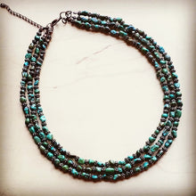 Load image into Gallery viewer, Triple Strand Turquoise &amp; Copper Collar Necklace