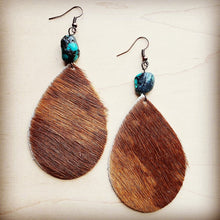 Load image into Gallery viewer, Teardrop Earrings Tan Hair w/ Turquoise Drops