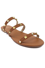 Load image into Gallery viewer, Black Three strap Studded Sandals