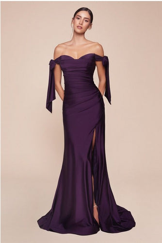 Luxury Blackberry Purple Stretch Jersey Sweetheart Gown