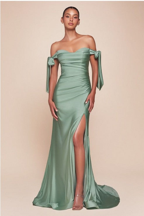 Luxury Sage Green Stretch Jersey Sweetheart Gown