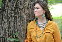 Load image into Gallery viewer, Leather Teardrop Earring in Cowboy Turquoise