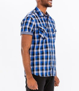 Mens Checkered Black Button Down Shirt