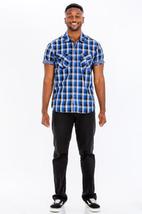 Mens Checkered Black Button Down Shirt