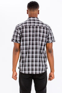 Mens Checkered Black Button Down Shirt