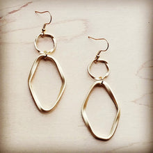 Load image into Gallery viewer, Matte Gold Hoop Earrings with Oval Hoop Dangle