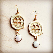 Load image into Gallery viewer, Matte Gold Earrings with Freshwater Pearl Dangle