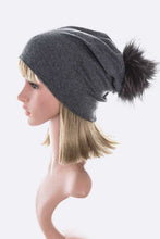 Load image into Gallery viewer, Oversize Raccoon Fur Pom Cotton Slouchy Beanie