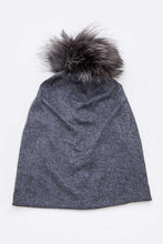 Load image into Gallery viewer, Oversize Raccoon Fur Pom Cotton Slouchy Beanie