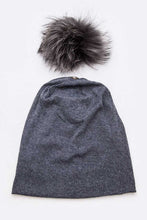 Load image into Gallery viewer, Oversize Raccoon Fur Pom Cotton Slouchy Beanie