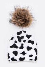 Load image into Gallery viewer, Mix Print Raccoon Fur Pom Iconic Beanie