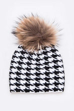 Load image into Gallery viewer, Mix Print Raccoon Fur Pom Iconic Beanie