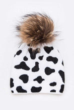 Load image into Gallery viewer, Mix Print Raccoon Fur Pom Iconic Beanie