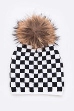 Load image into Gallery viewer, Mix Print Raccoon Fur Pom Iconic Beanie