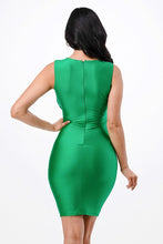 Load image into Gallery viewer, Luxury Rust Olive Overlap Tricot Pleated Dress