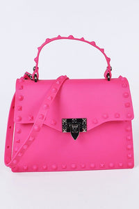 Pink Matte Finish Studded Convertible Jelly Bag