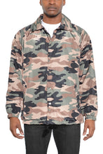 Load image into Gallery viewer, Men&#39;s Blue Camo Print Windbreaker Style Long Sleeve Jacket