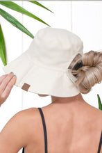 Load image into Gallery viewer, Solid Reversible Ponytail Bucket Hat