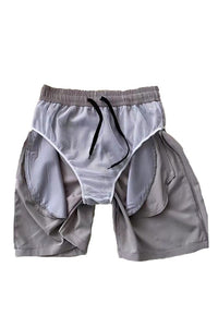 Men's White Active Sports Performance Running Shorts