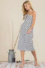 Load image into Gallery viewer, Le&#39; Juliet Strapless Black &amp; White Polka Dot Midi Dress