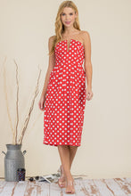 Load image into Gallery viewer, Le&#39; Juliet Strapless Red &amp; White Polka Dot Midi Dress