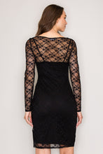 Load image into Gallery viewer, Black Crochet Lace Long Sleeve Stretch Mini Dress