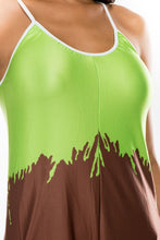 Load image into Gallery viewer, Lime Green/Mocha Color Block Jumpsuit