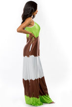 Load image into Gallery viewer, Lime Green/Mocha Color Block Jumpsuit