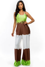 Load image into Gallery viewer, Lime Green/Mocha Color Block Jumpsuit