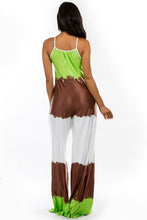 Load image into Gallery viewer, Lime Green/Mocha Color Block Jumpsuit