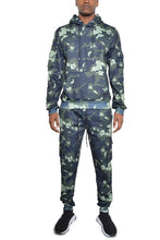 Load image into Gallery viewer, Men&#39;s Gray Long Sleeve Camo Hoodie Sweatsuit Set