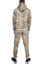 Load image into Gallery viewer, Men&#39;s Gray Long Sleeve Camo Hoodie Sweatsuit Set