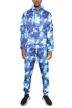 Load image into Gallery viewer, Men&#39;s Gray Long Sleeve Camo Hoodie Sweatsuit Set