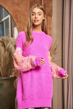 Load image into Gallery viewer, Sequin Sleeve Sweater Knit Tunic Top