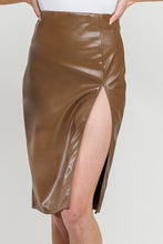 Load image into Gallery viewer, Audrey Caramel Brown Faux Leather Pencil Skirt
