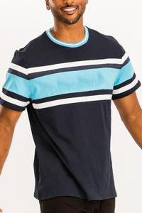 Men's Cotton Red/White Striped Short Sleeve Shirt