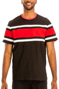 Men's Cotton Red/White Striped Short Sleeve Shirt