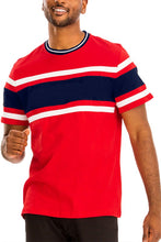 Load image into Gallery viewer, Men&#39;s Cotton Red/White Striped Short Sleeve Shirt