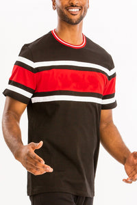 Men's Cotton Red/White Striped Short Sleeve Shirt