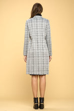 Load image into Gallery viewer, Luxe Plaid Grey Long Sleeve Open Coat