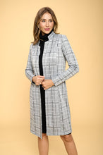 Load image into Gallery viewer, Luxe Plaid Grey Long Sleeve Open Coat