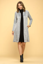 Load image into Gallery viewer, Luxe Plaid Grey Long Sleeve Open Coat