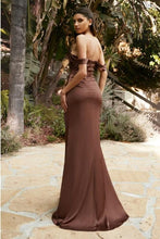 Load image into Gallery viewer, Same Day Shipping -Curve Fitted Convertible Charmeuse Smoky Blue Gown