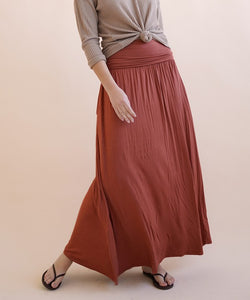 Soft Organic Taupe Bamboo Maxi Skirt w/Pockets