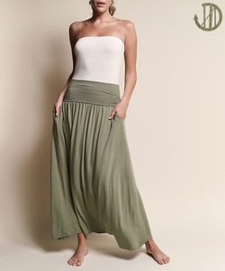 Soft Organic Taupe Bamboo Maxi Skirt w/Pockets