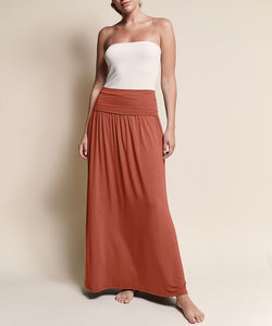 Soft Organic Taupe Bamboo Maxi Skirt w/Pockets