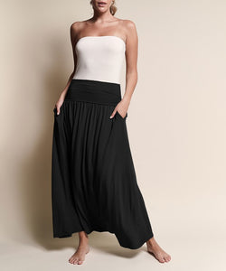 Soft Organic Taupe Bamboo Maxi Skirt w/Pockets