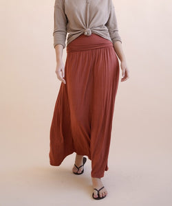 Soft Organic Taupe Bamboo Maxi Skirt w/Pockets