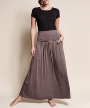 Load image into Gallery viewer, Soft Organic Taupe Bamboo Maxi Skirt w/Pockets