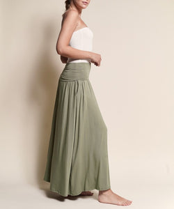 Soft Organic Taupe Bamboo Maxi Skirt w/Pockets